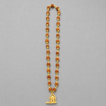 Modern gold Plated Rudraksha Mala With Shiv Ling Pendant