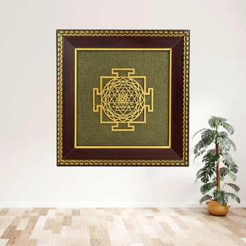 Shree Yantra on Raw Pyrite Frame