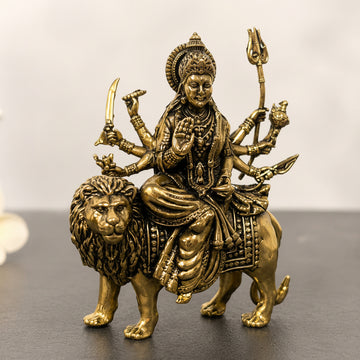 Durga maa in lion brass idol
