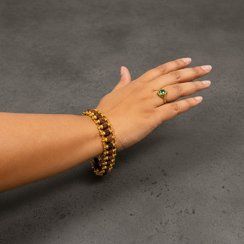 Gold Plated Modern Rudraksha Bracelet