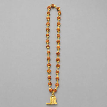 Gold Plated Rudraksha Mala With Shiv Ling Pendant
