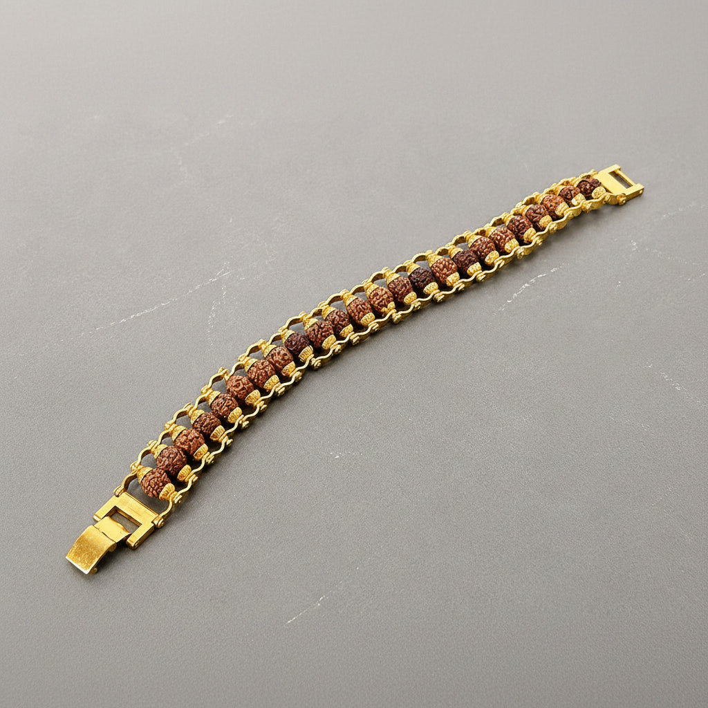 Gold Plated Modern Rudraksha Bracelet