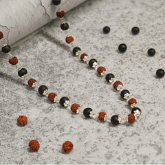 Silver Plated Rudraksha and Karungali Mala
