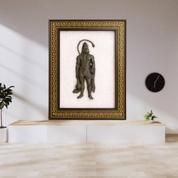 Pyrite Hanuman Ji on Selenite Frame