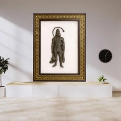 Pyrite Hanuman Ji on Selenite Frame
