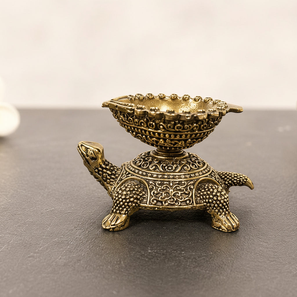 Turtle Diya Brass