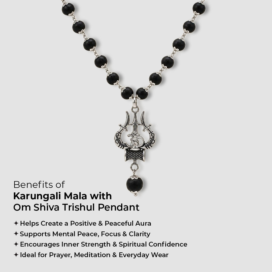 Karungali mala with shiva trisul pendant