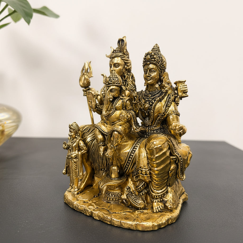 Lord shiva ,Parvathi, Ganesh  Brass Idol