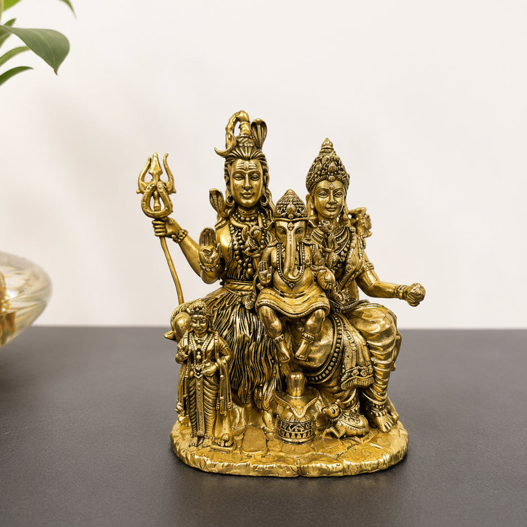Lord shiva ,Parvathi, Ganesh  Brass Idol