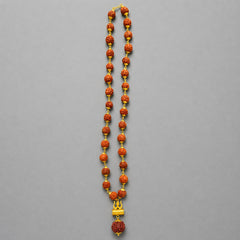 Modern Gold Plated Rudraksha Mala With Shiv Ji Trishool Damroo