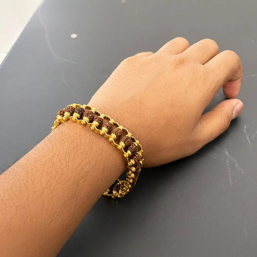 Gold Plated Rudraksha Bracelet